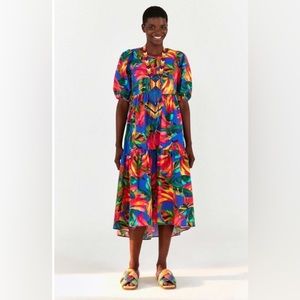 NWT Farm Rio Bananamix Puff Sleeve Midi Dress